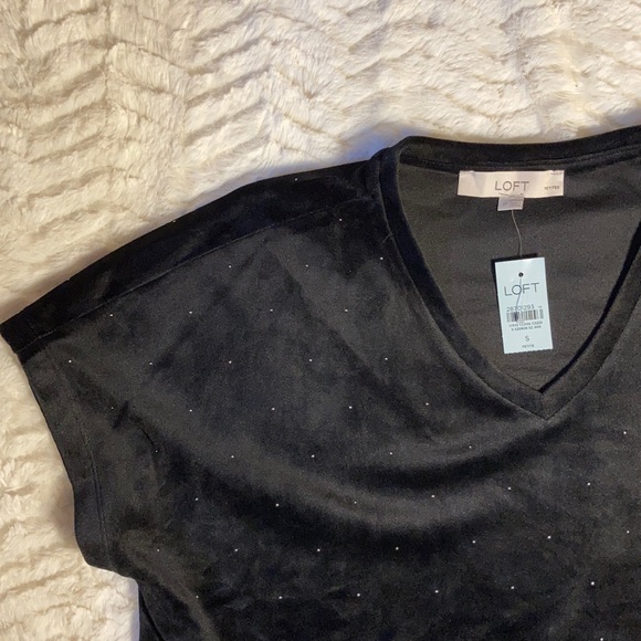 CLOSING SALE LOFT Black Velour V-Neck Tee - Picture 2 of 4